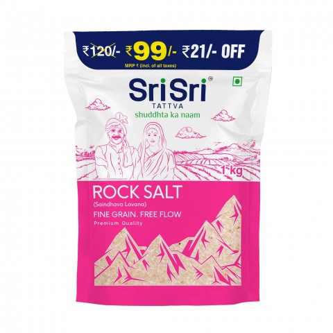 Rock Salt (Saindhava Lavana) - Fine Grain, Free Flow, Premium Quality - 1kg