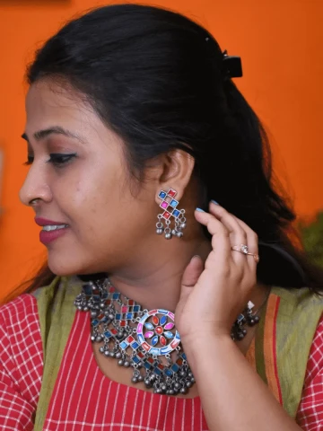 Black Polish Necklace Set – Oil Meena Work