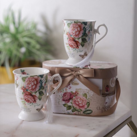 Vintage Botanical Garden Teacups (Set of 2)