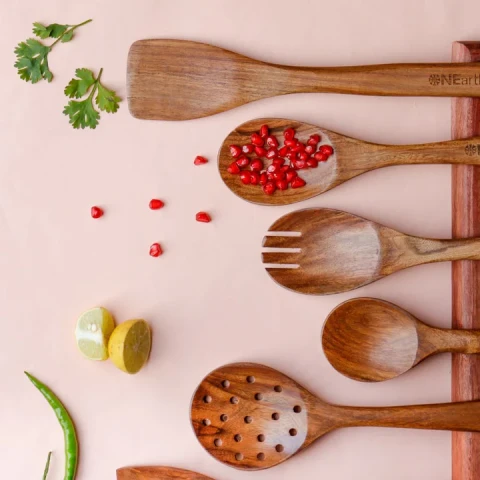 Wooden Premium Cooking & Serving Kitchen Tool 6 Pieces Spoon Set	