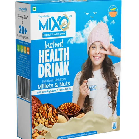 Mixo Instant Millet Drink Vanilla - For Kids Growth - Natural Immunity Booster - Strong Bones - No Refined Sugar, Natural Vitamins & Minerals with Palm Candy - Maltodextrin Free