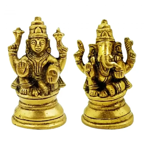 Lakshmi Ganesha Pair Brass Sculpture