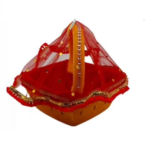 Ecommall Laddu Gopal Tokri for Travel Plastic Basket with Handles for Travelling Krishna Thakurji Gopalji