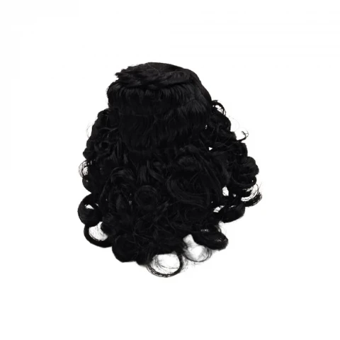 Black Curly Kesh with Attached Head Piece for Laddu Gopal Curly Hair Big Length 5 inch