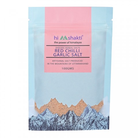 Organic Himalayan Red Chilli Garlic Salt: Spicy Delight | Himalayan Sourced | Preservative Free | No Additives | 100gms