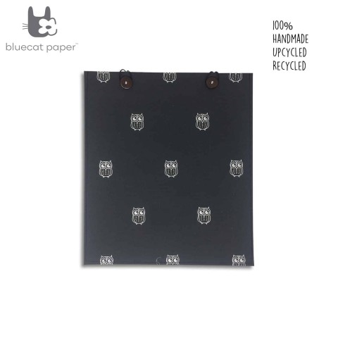 Eco friendly gift bag – black paper and white owls print