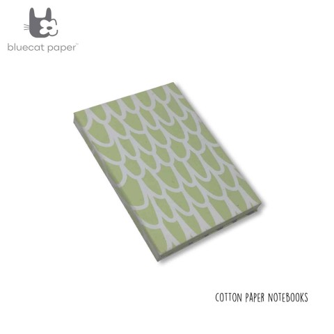 Handmade light green notebook hardbound cover -A5- white big ‘U’ print.