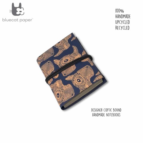 Desk essentials A6 size Journals – blue notebook & orange rhino print – Set of 2 (Size 17 x 12 CM)
