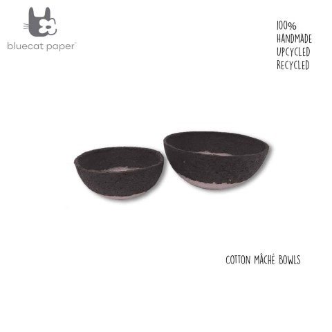 Paper mache layers bowls – black and mauve (Set of 2)