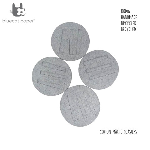 Coasters with impression – light grey coasters, chunky lines impression