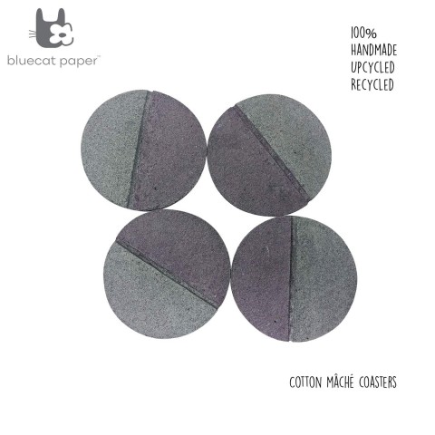 Home decor paper mache coasters – light grey and mauve, dual color coaster (set of 4)