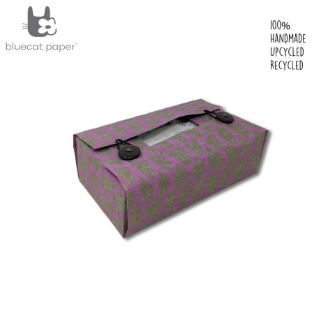 Tissue Box Cover – Linen – mauve big ‘U’ print