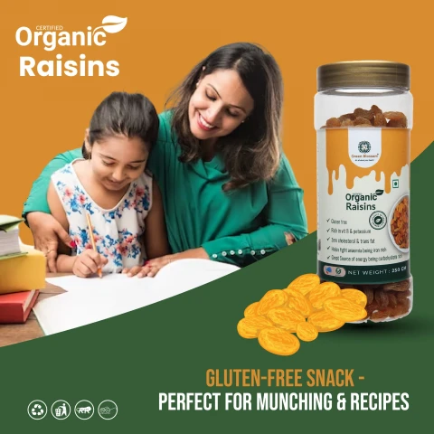 Organic Raisin /Kishmish - 500g (250g, Pack of 2) I NPOP Certified)