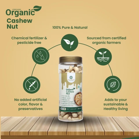 Organic Cashew Nut / Kaju - 500 gms ( Pack of 2, W240, Organic Certified)