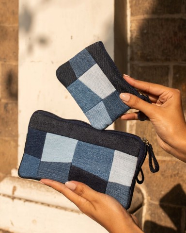 Upcycled Patched Wallet With Coin Pouch
