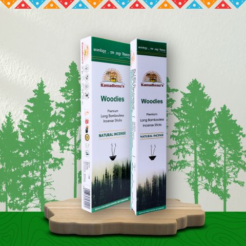 Kamadhenu's Woodies Premium Long Bambooless Incense Sticks