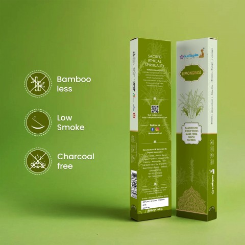 Kailapira Lemongrass Incense Sticks – 8” Premium Dhoop Batti, Incense Sticks (Pack of 20) Pack of 4
