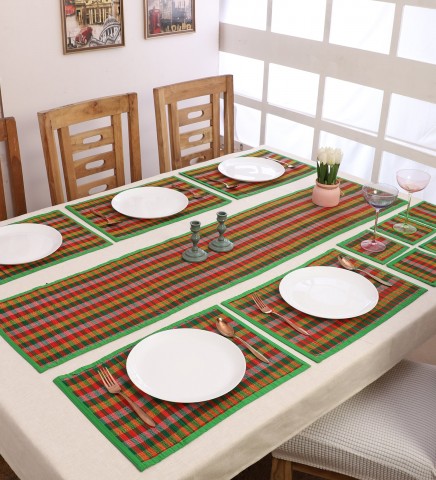 Bamboo Dining Mats - Multi Green (Set of 13)