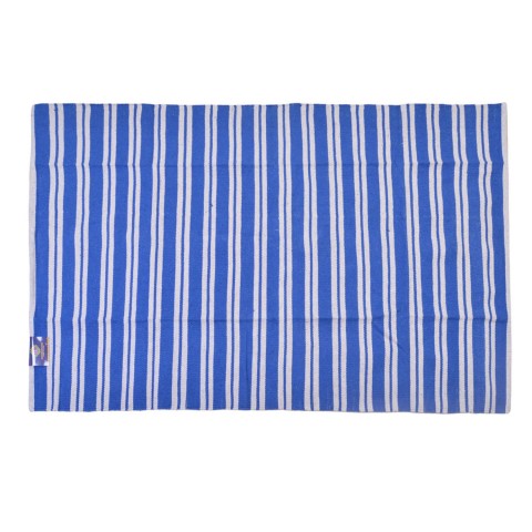 Cosmorugs Eco-friendly Cotton Stripes Dhurries 4x6 feet - Maroon and Yellow Strips