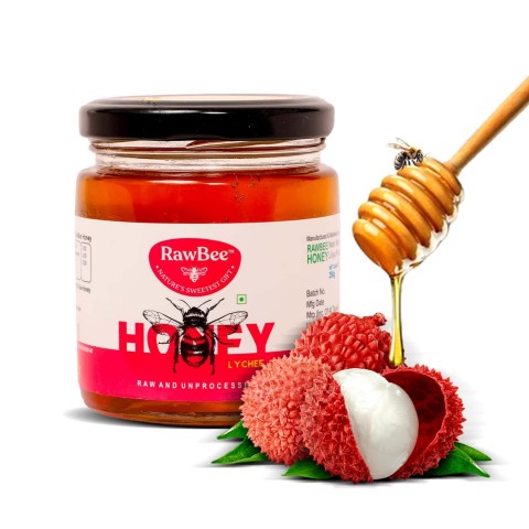 RAWBEE Honey 100% Pure Unprocessed Raw Organic Natural Honey 250 gm NABL Tested Wild Forest Honey Unpasteurized Unfiltered Zero Additives | Zero Added Sugar | For Stronger Immunity (Lychee, 2
