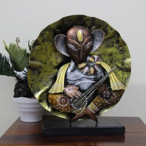 Wonderful Ganesha Home Decor Metal Multicolor Spiritual Wall Art