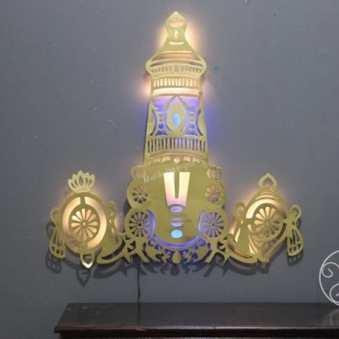 Metal Golden Tirupati LED Wall Balaji Decor to enhance the Beauty