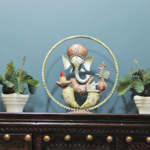 Metal Ganesha Showpiece For Living Room Table Decor