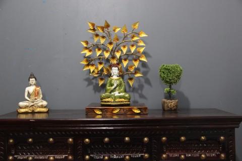 Buddha Under Tree Metal Table Decor