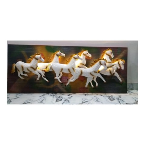 Wallart on a Wooden Framed Pictures Riding Seven Horses