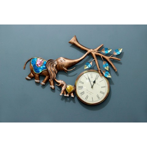 Multicolour Small and Big Elephant Wall Clock