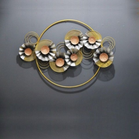 Ring Jali Flower Metal Wall Hanging Showpiece for Living Room Wall Art Panel