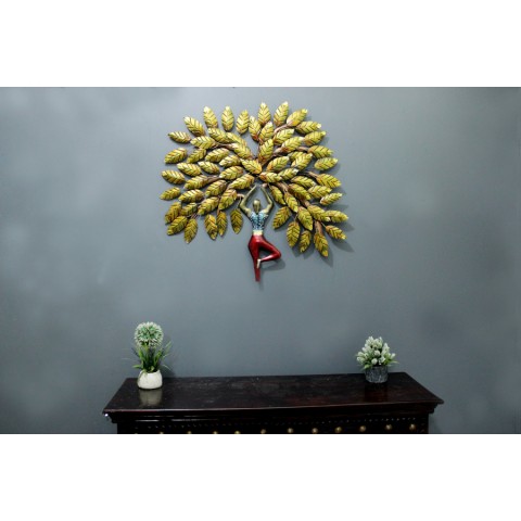 Rajasthani Metal Tree Wall Hanging Art For Home Walls Decor Golden Color / Living Room /Bedroom (31 X 2 X 34 Inch)