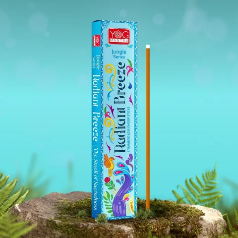 YogMantra Bambooless Radiant Breeze DhoopStick Thin 8″ (pack of 12)