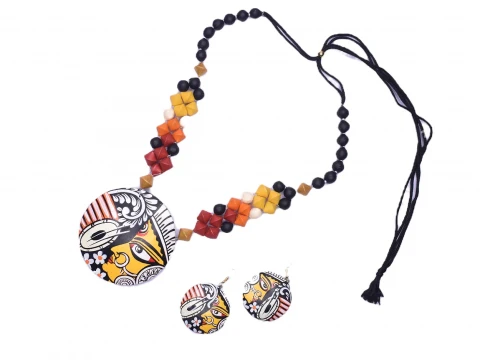 Premium Round Maa Durga with DhakTerracotta Jewellery