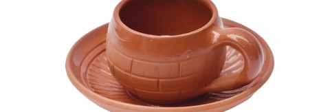 Cup Plate Set with Ceramic Coating - Round