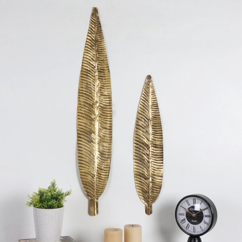 Green & Gold Leaves Wall Decor Set of 3