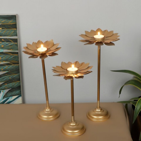 Small Six Flower Leaves Detachable Tealight Holder Set of 3