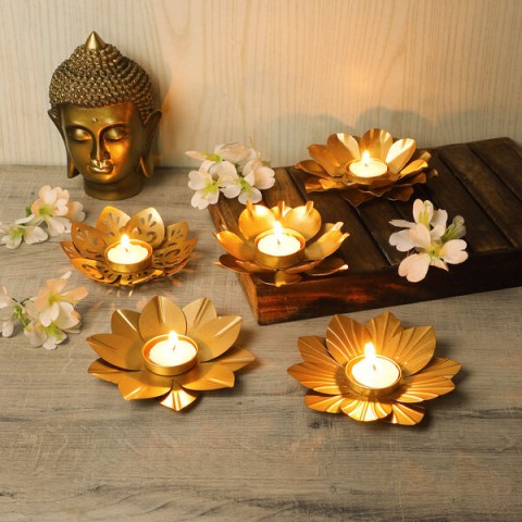 Flower Shape Tealight Holders Set of 5