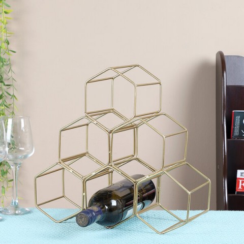 Triangle Gold Wine Rack for 6 Bottles