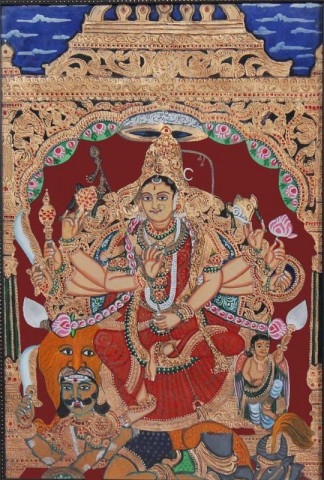 Goddess Chamundi Tanjore Painting