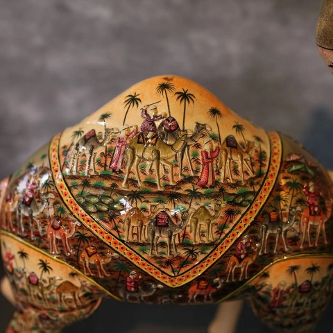 Embossed Paper Mache Standing Camel Arab Design 21x20 Inches