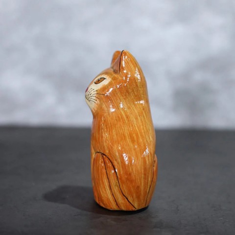 Paper Mache Cat Brown Colour 4.5x1.5 Inches