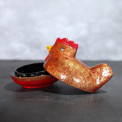 Paper mache box Red Hen shaped
