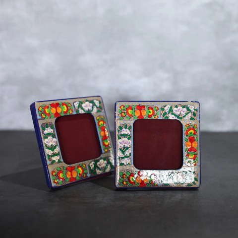 Paper Mache Photo Frame Set of 2 Blue