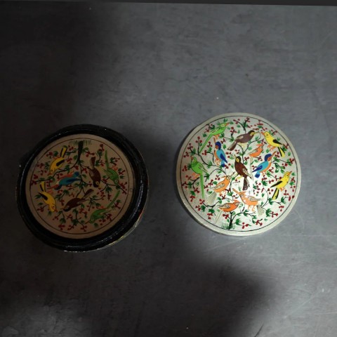 Silver Paper Mache Coaster Set Round Shaped