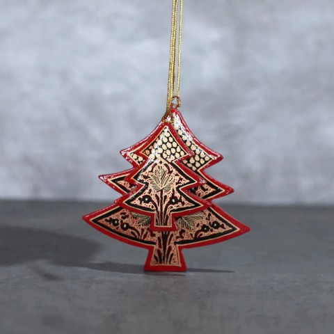 Hanging Paper Mache X-mass Tree Set of 3