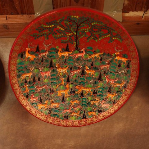 Paper Mache Animal Design Wall Plate 13 Inches