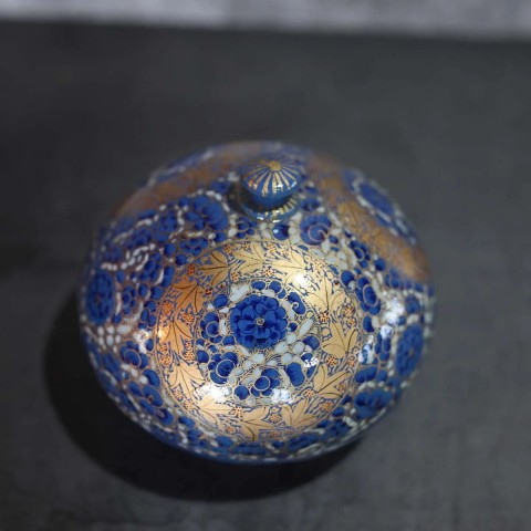 Paper Mache Powder Box Blue(6 Inces)