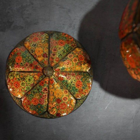 Antique Paper Machie Dry Fruit Bowl Full Brass