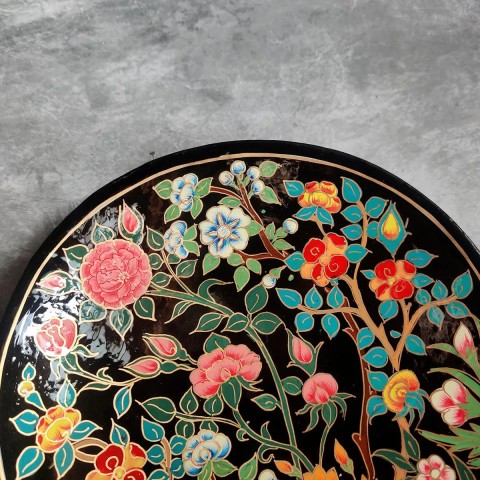 Black Floral Design Wallplate 8X8